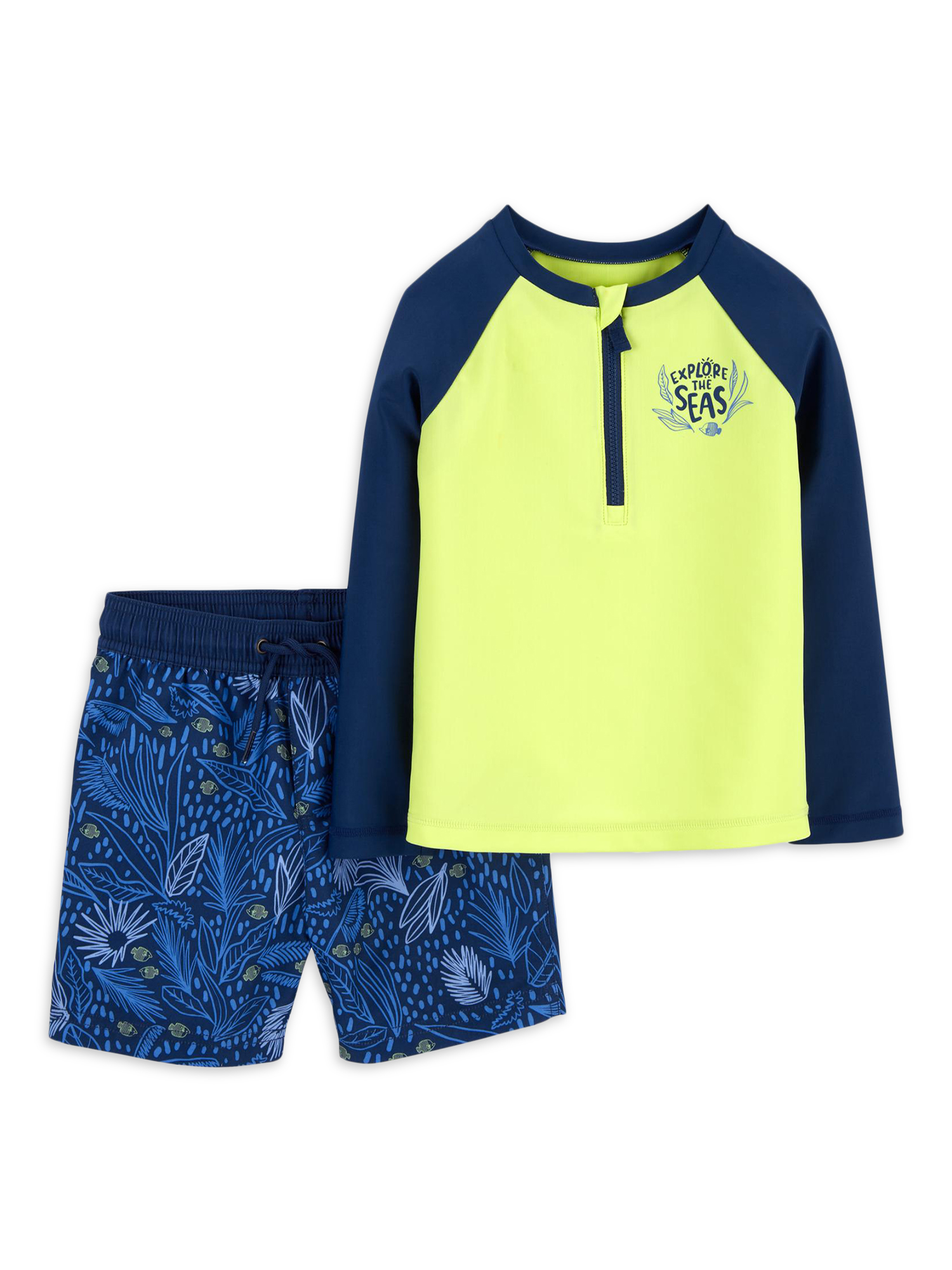 Bluey Toddler Boys Short Sleeve Rashguard and Swim Trunks with UPF 50+, Sizes 2T4T