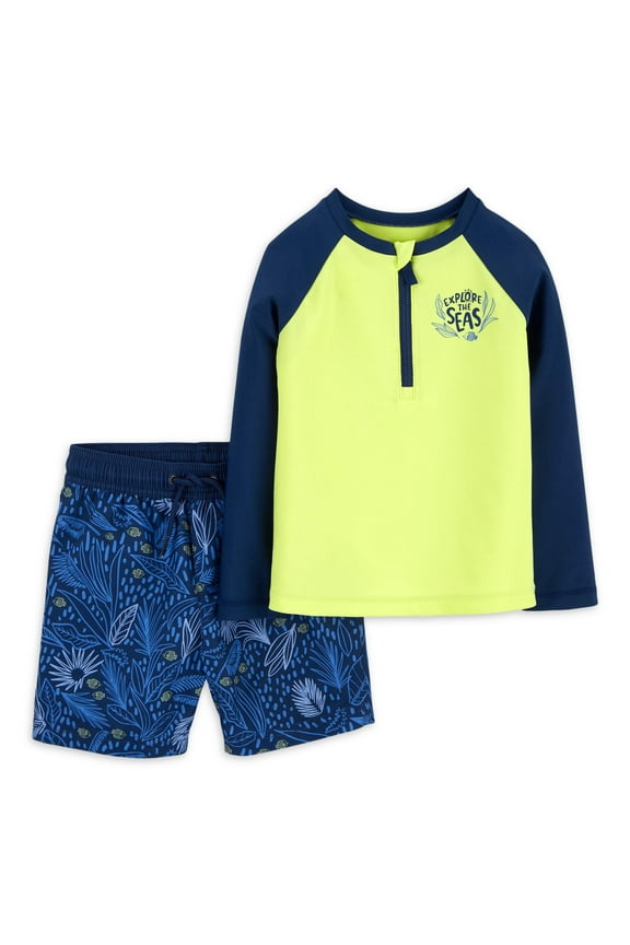 Baby and Toddler Boy Rash Guard Swimsuit Set, Sizes 12M-5T