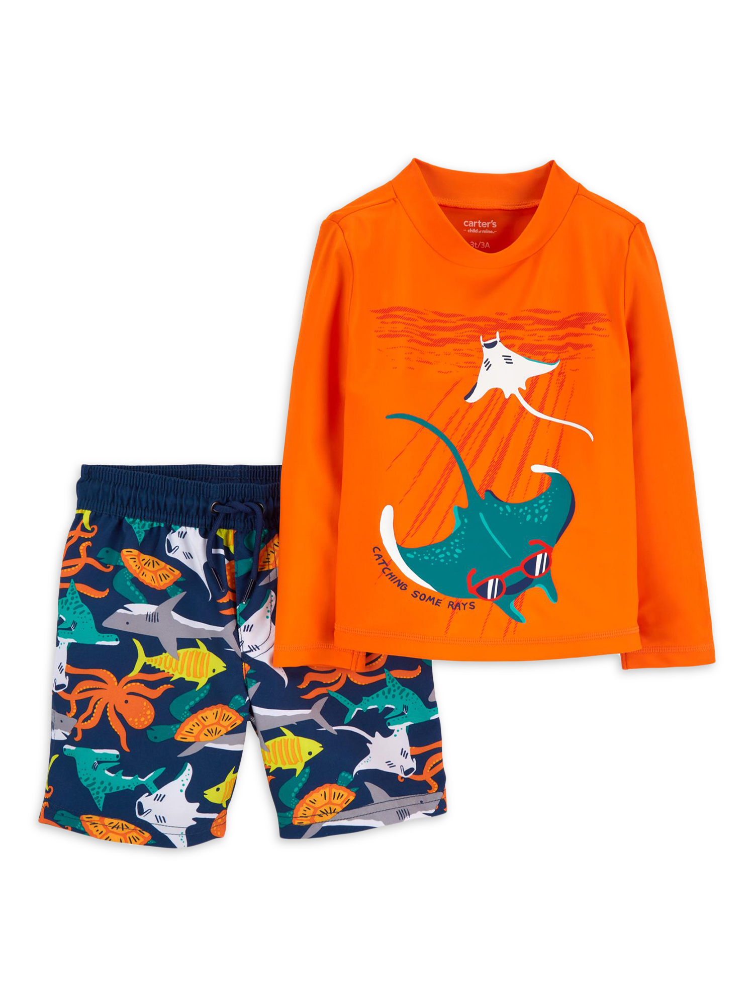 Carter's Child of Mine Baby and Toddler Boy Rash Guard Swimsuit Set, Sizes 12M5T