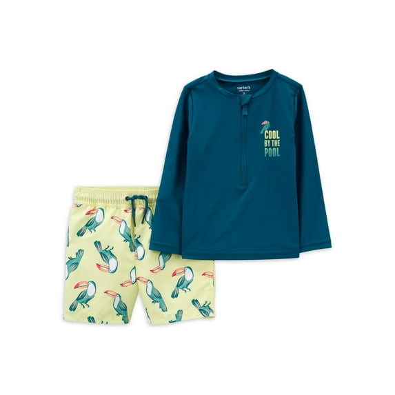 Carter's Child of Mine Baby and Toddler Boy Rashguard and Swim Trunks Set, 2-Piece, Sizes 0/3M-5T