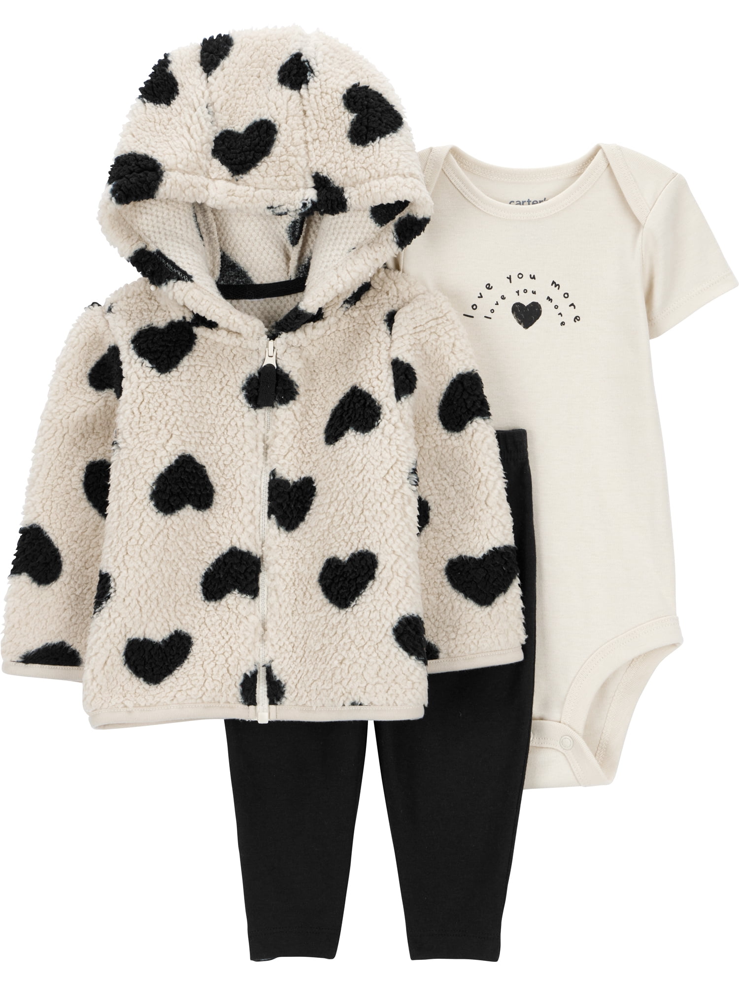 Baby and Toddler Girl Cardigan Outfit Set, 3-Piece, Sizes 0/3-24 Months