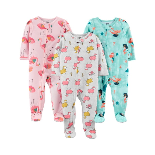 Carter's Child of Mine Baby and Toddler Girl Pajama, One-Piece, 3-Pack, Sizes 12M-4T