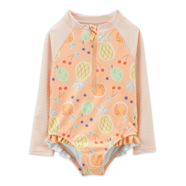 Carter's Child of Mine Baby and Toddler Girl Rashguard Swimsuit, One