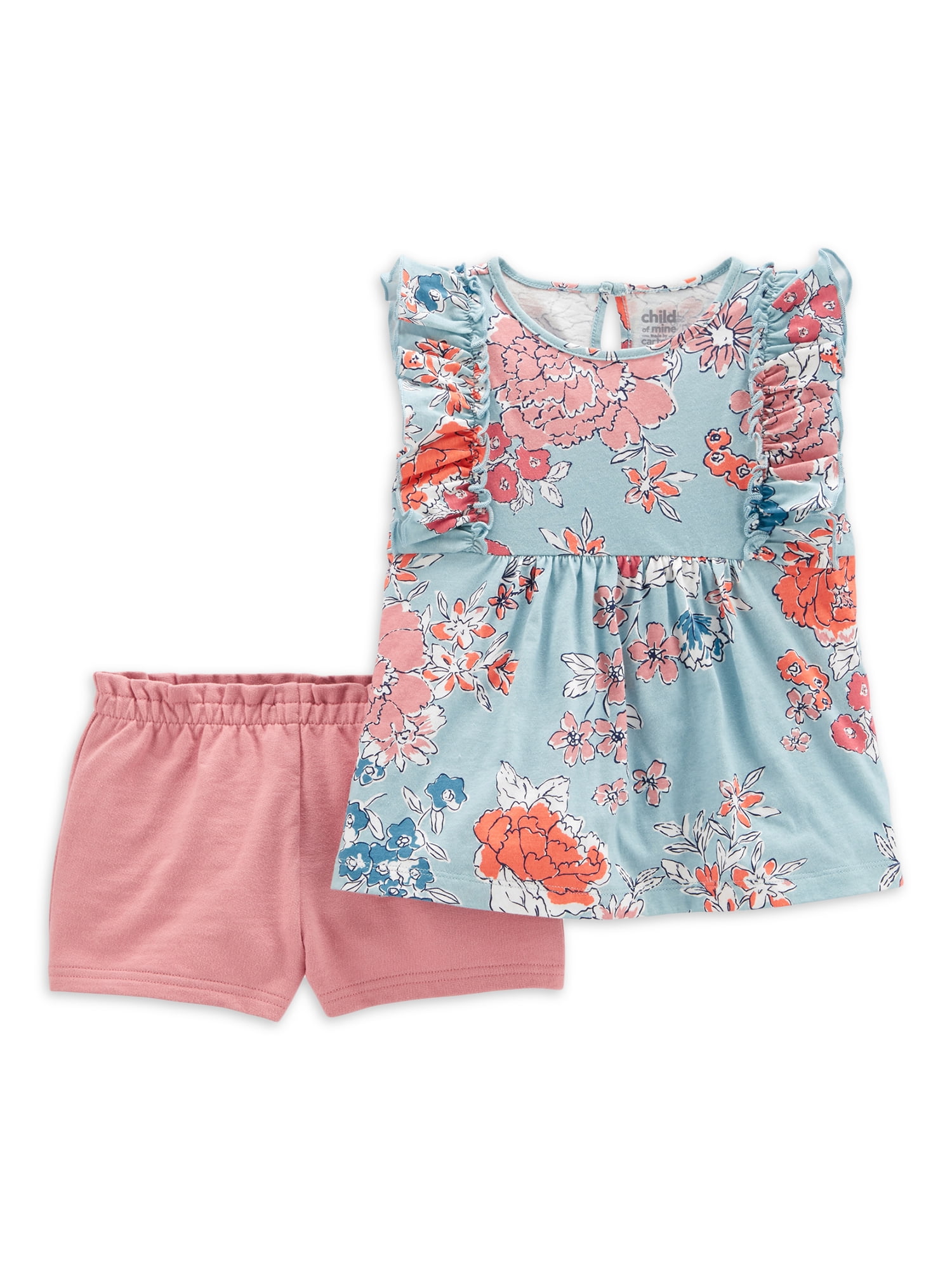Carter's Child of Mine Baby and Toddler Girl Ruffle Top and Short Set, 2 Piece Outfit Set, 12 Months-5T