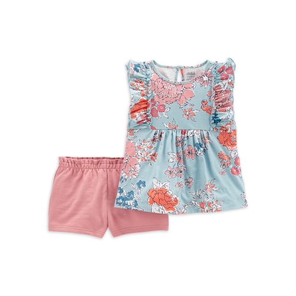 Carter's Child of Mine Baby and Toddler Girl Ruffle Top and Short Set, 2 Piece Outfit Set, 12 Months-5T