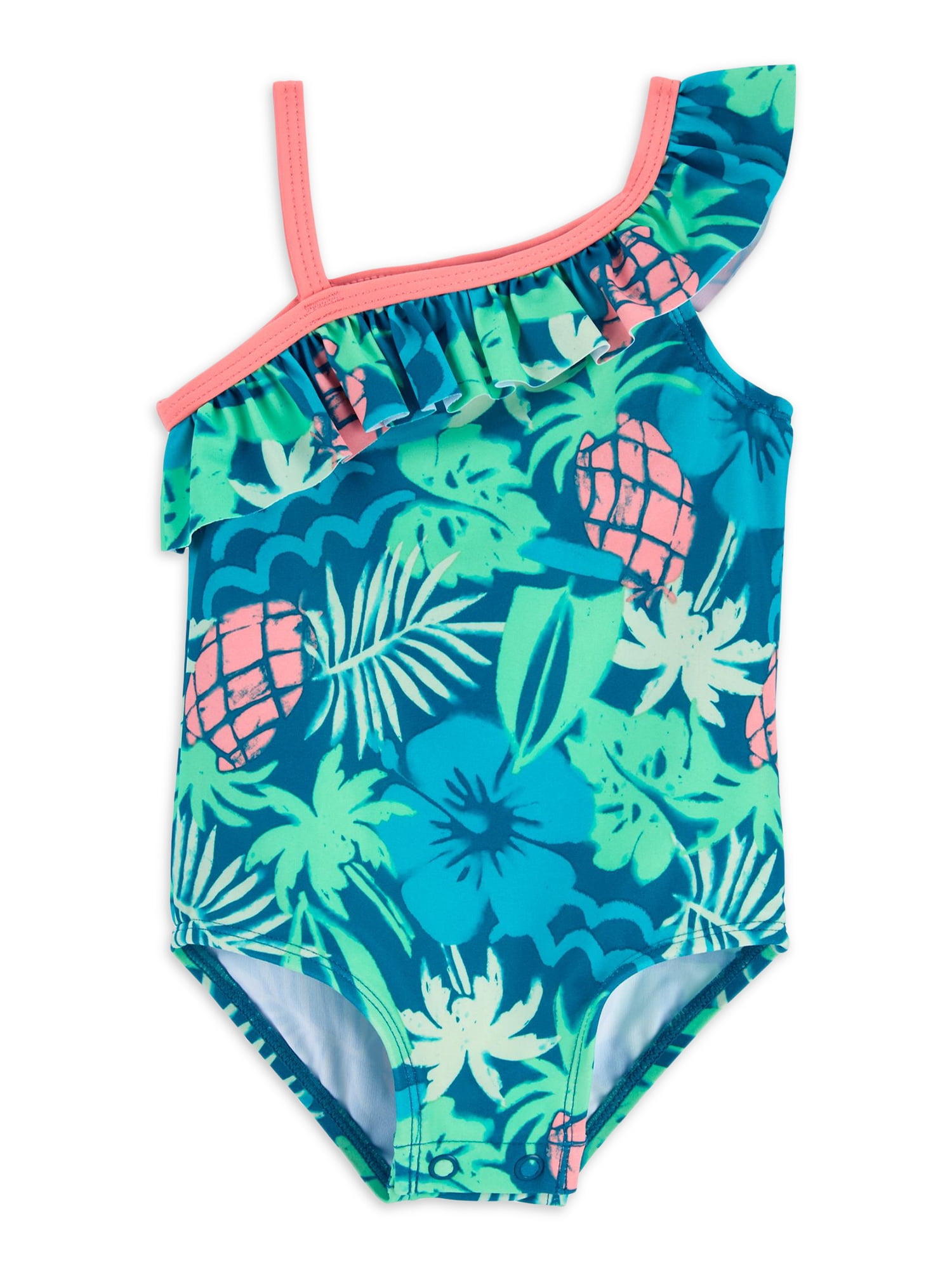 BLUE, GREEN AND PINK TWO PIECES SWIMSUIT WITH FLOWERY PRINT, CHILD BLUE, GREEN AND PINK TWO PIECES SWIMSUIT WITH FLOWERY PRINT, CHILD