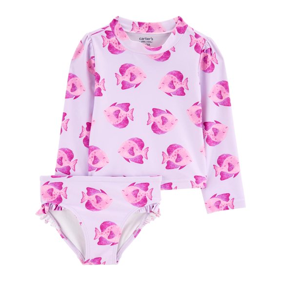 Carter’s Child of Mine Baby and Toddler Girl Two-Piece Rash Guard Set, Sizes 0/3M-5T