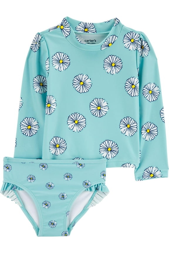 Carter’s Child of Mine Baby and Toddler Girl Two-Piece Rash Guard Set, Sizes 0/3M-5T