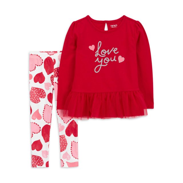 Carter's Child of Mine Baby and Toddler Girl Valentine's Day Outfit Set, 2Piece, Sizes 12M5T