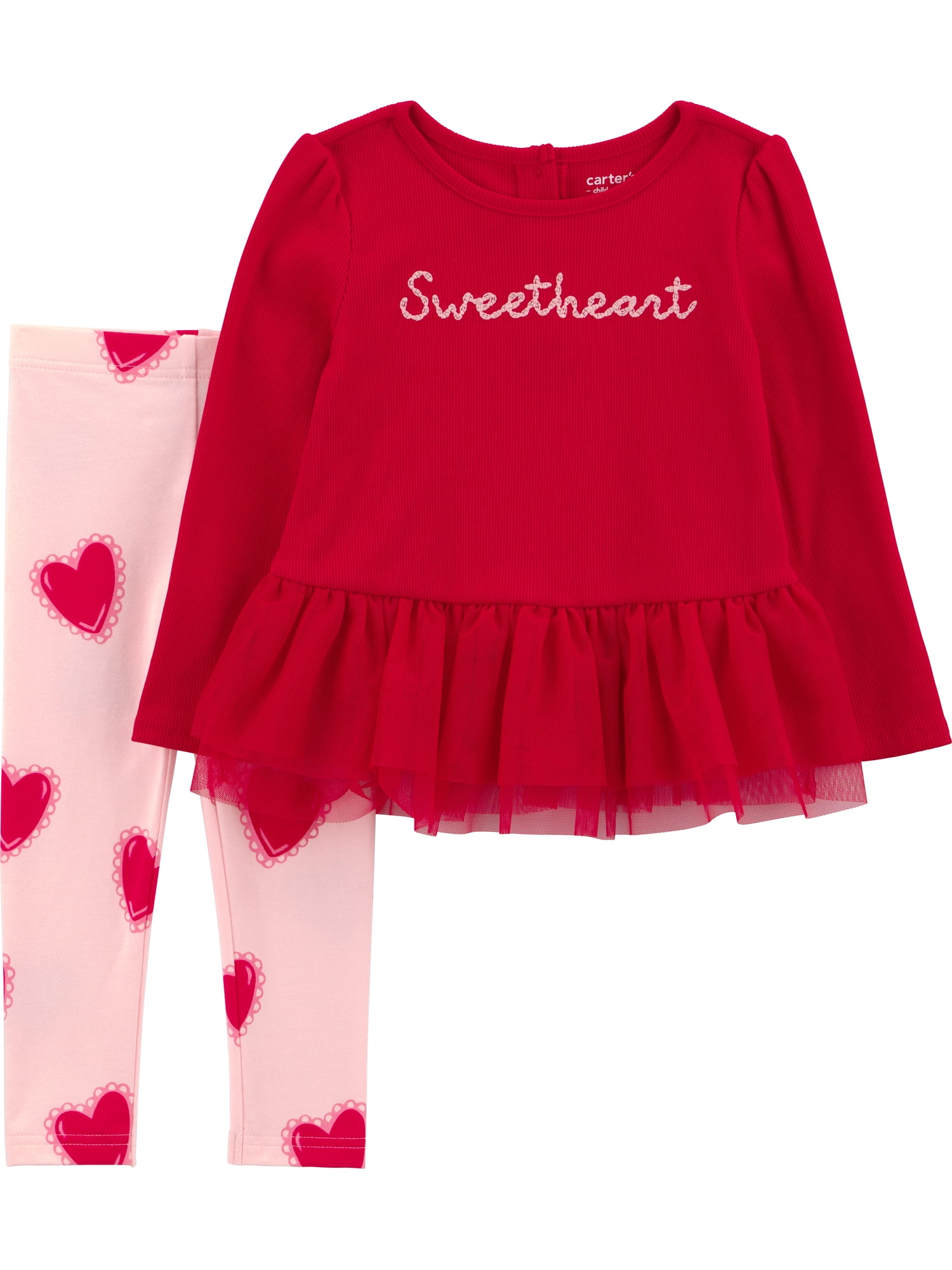 Carter's Child of Mine Baby and Toddler Girl Valentine's Outfit Set, Sizes 12M-5T