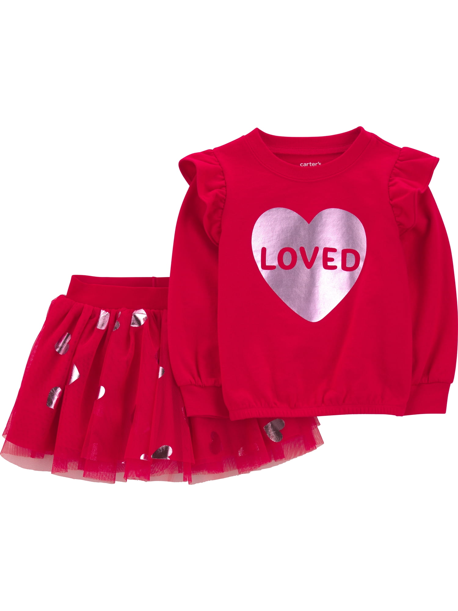 Carter's Child of Mine Baby and Toddler Girl Valentine's Outfit Skirt Set, Sizes 12M-5T