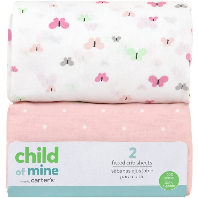 Carter's Child of Mine Crib Sheet, Pink, Pack of 2