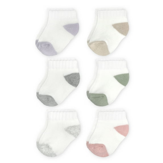 Carter's Child of Mine, Infant Baby Girl Terry Lowcut Socks, 6 Pack, Sizes 0-12 Months