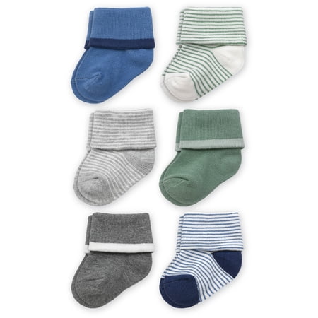 Carter's Child of Mine Baby Boy Folded Cuff Socks, 6-Pack, Newborn