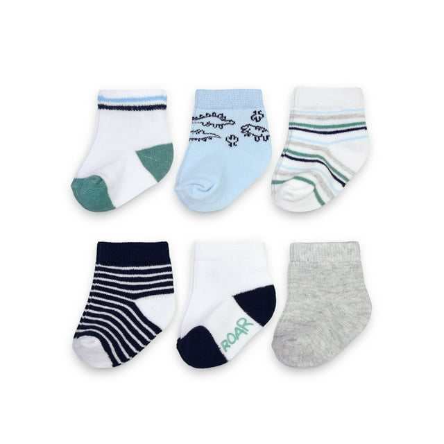 Carter's Child of Mine Infant Boys Dino Crew Socks, 6Pack, 06M