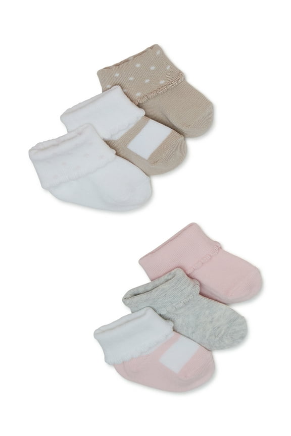 , Infant Girl Cuffed Mary Jane, 6 Pack, Size 0-6M