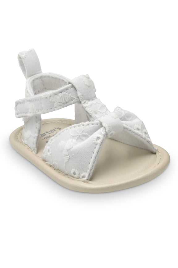 Infant Girl Eyelet Sandals, Color White, Sizes (0-3) - (3-6) Months