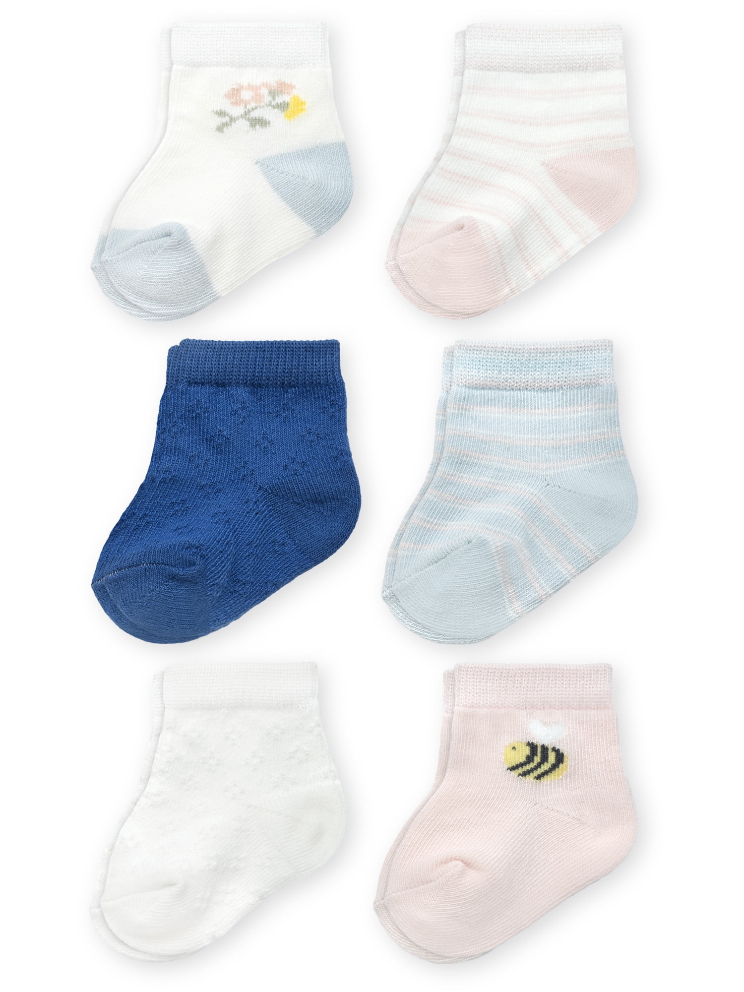 Carter's Child of Mine Baby Girl Crew Socks, 6 Pack, 0-6 Months