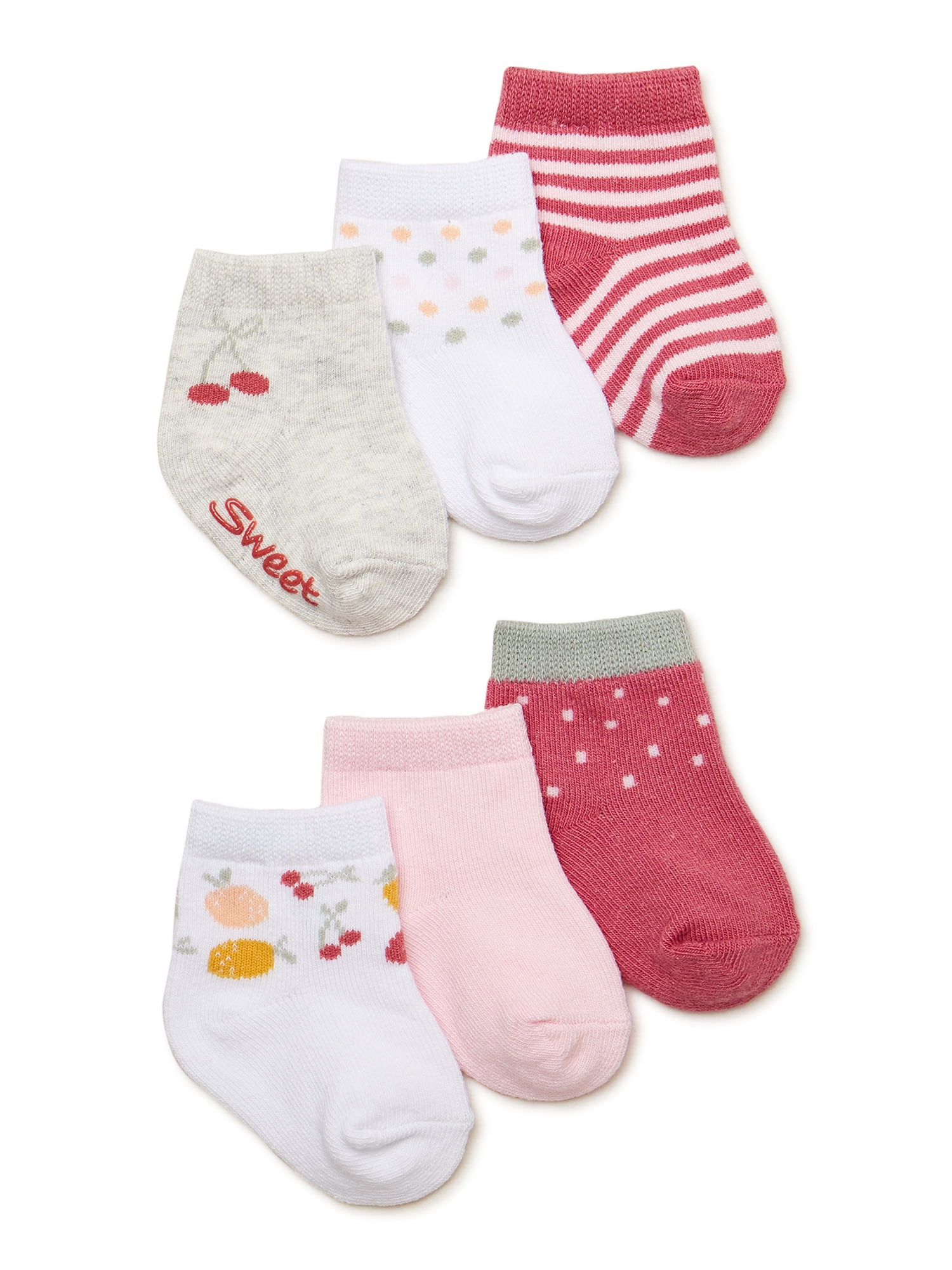 Carter’s Child of Mine Infant Girl Fruit Crew Socks, 6 Pack, 0-12M