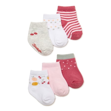 Carter’s Child of Mine Infant Girl Fruit Crew Socks, 6 Pack, 0-12M