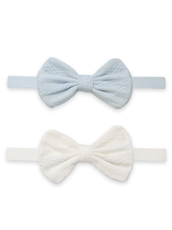 Baby Girls Texture Bow Headwrap, 2-Pack, Size 0-12M
