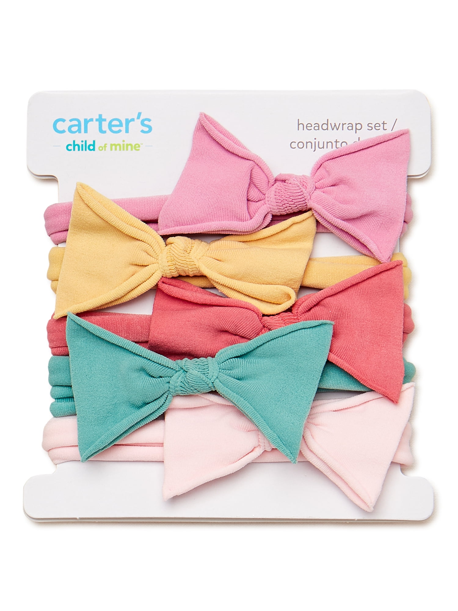 Carter's Child of Mine Infant Girls Bow Headwrap, 5-Pack, 0-12M