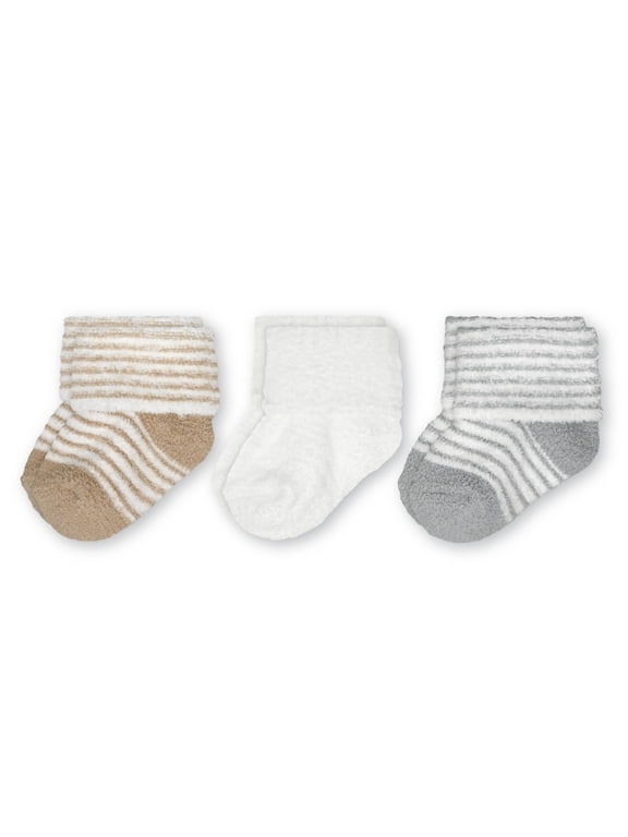 Infant Unisex Chenille Foldover Cuff Socks, 3 Packs, Size Newborn