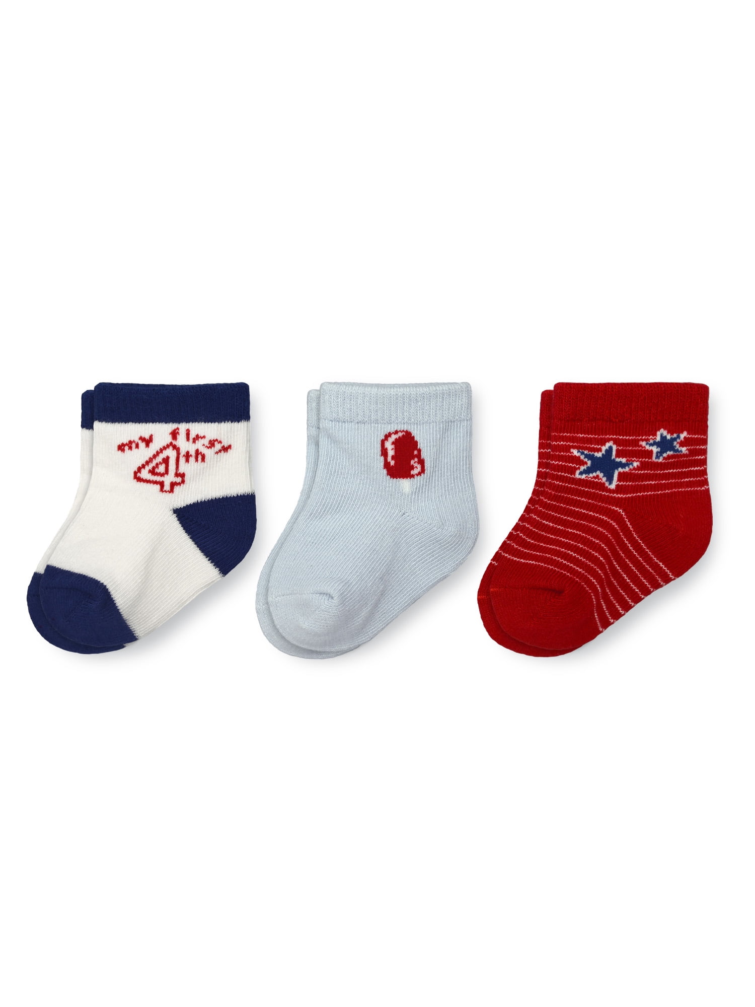 Carter's Child of Mine Infant Unisex Crew Socks, 3 Packs, Americana, Size 0-6 Months