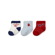 Infant Unisex Crew Socks, 3 Packs, Americana, Size 0-6 Months