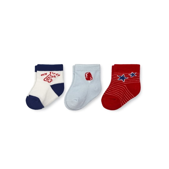 Carter's Child of Mine Infant Unisex Crew Socks, 3 Packs, Americana, Size 6-12 Months