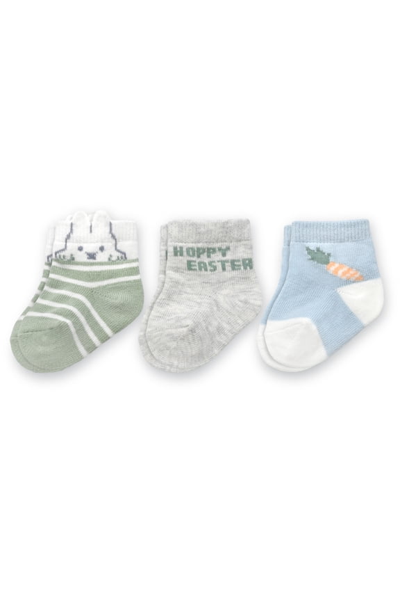 , Infant Unisex Crew Socks, 3 Packs, Easter, Size 0-6 Months
