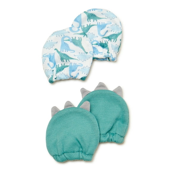 Carter's Child of Mine Kids Cotton Dino Mittens, Blue, 2 Pack