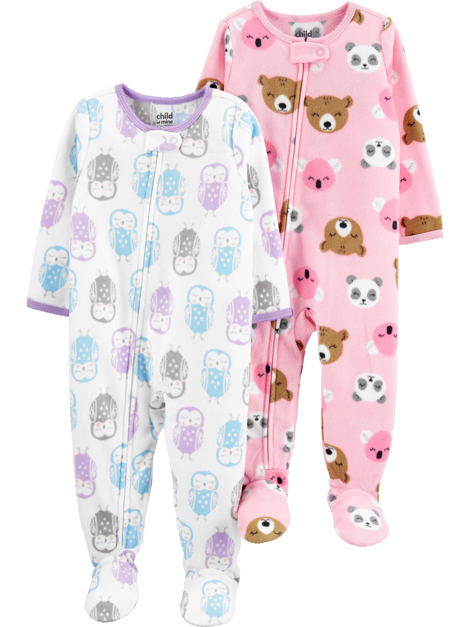 Carter's Child of Mine Long Sleeve Footed Pajamas Bundle, 2 pack (Baby Girls, Toddler Girls) - image 1 of 2
