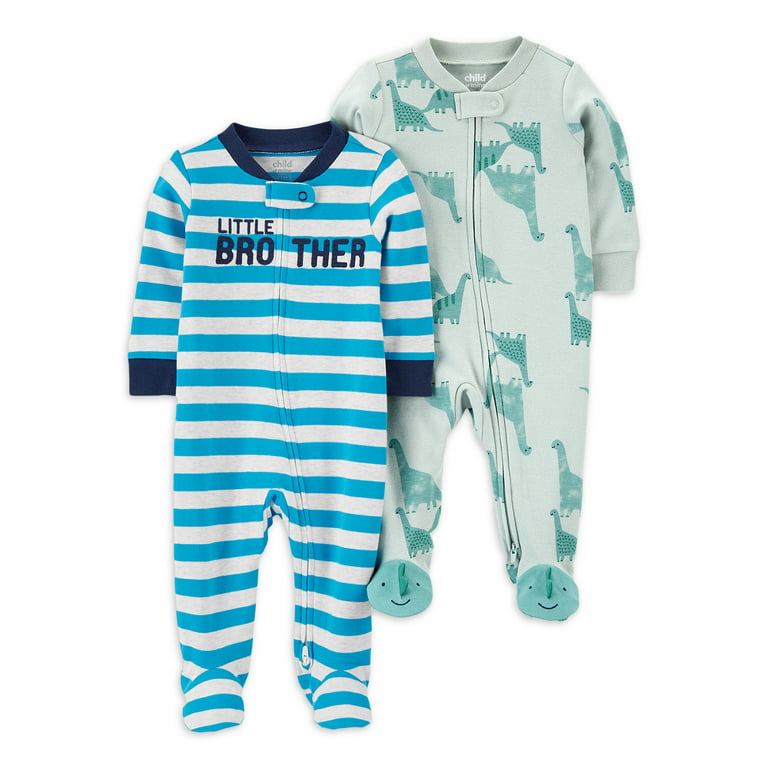 Carter'S Child Of Mine Newborn Baby Boy Interlock Sleep 'N Play Zipper  Footed Pajamas, 2 Pack, Preemie - 6/9 Months - Walmart.Com