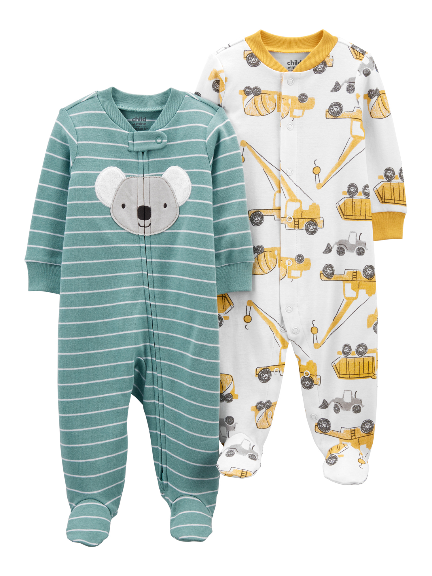 Carter's Child of Mine Newborn Baby Boys Interlock Cotton Sleep N' Play Footed Pajamas, 2 Pack, Preemie-6/9M - image 1 of 3