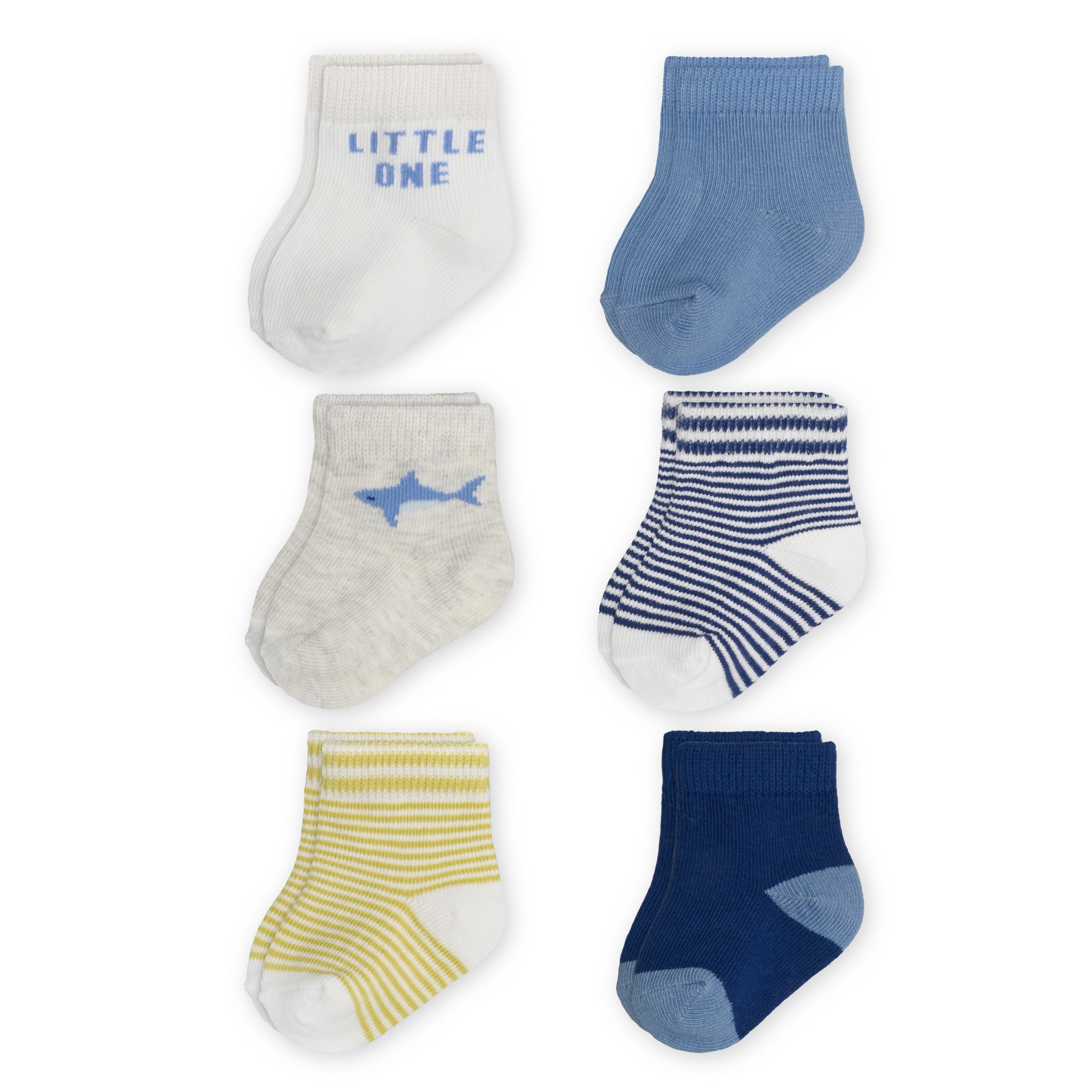 Carter's Child of Mine Baby Boys Shark Socks, 6-Pack, Sizes 0-6 Months