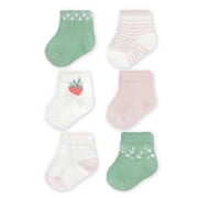 Carter's Child of Mine Newborn Girls Berry Socks, 6-Pack, Newborn