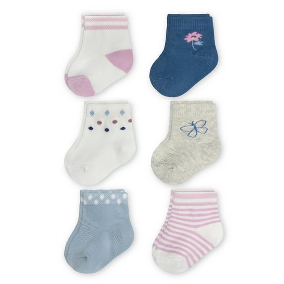 Carter's Child of Mine Newborn Girls Floral Socks, 6-Pack, 0-6M