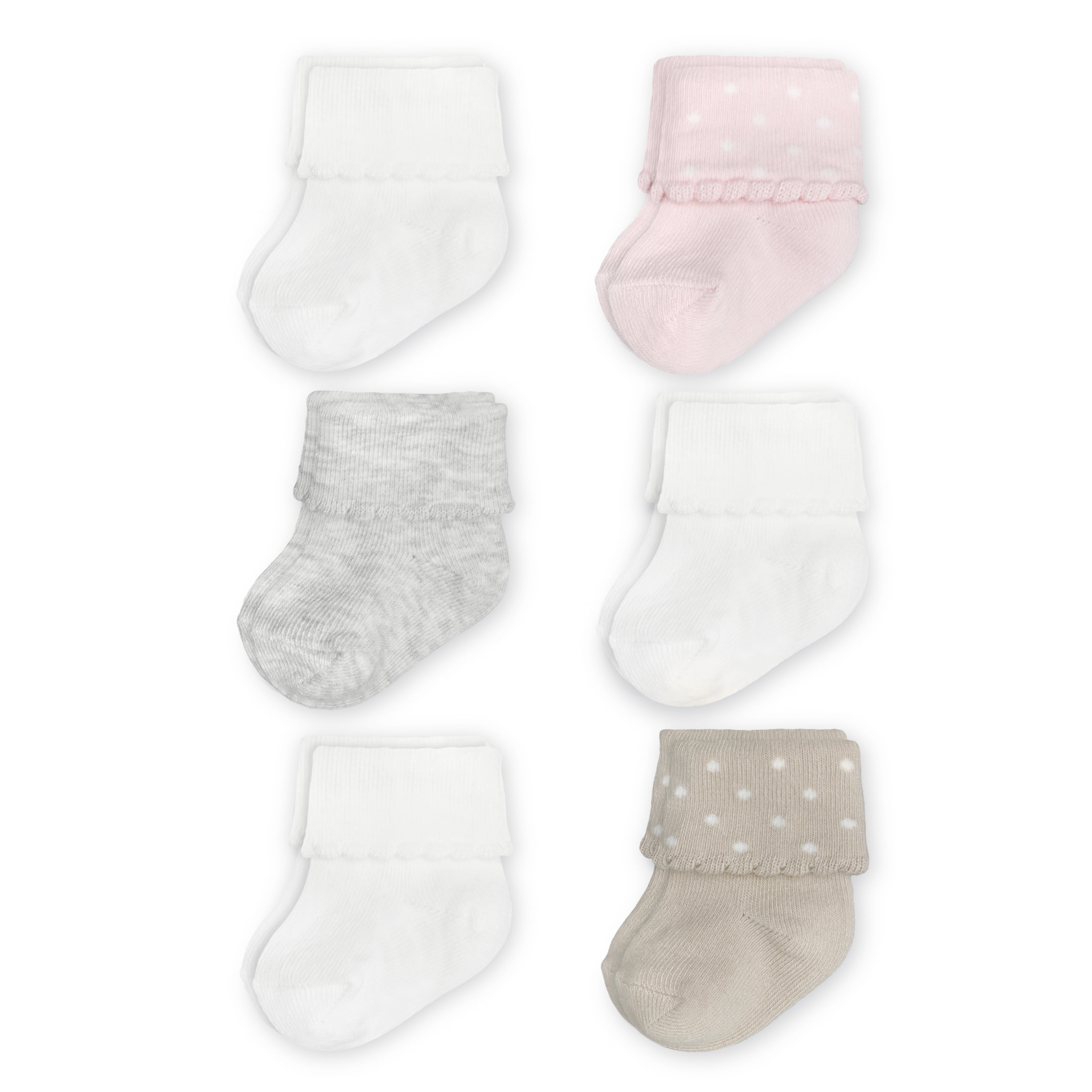 Carter's Child of Mine Baby Girl Folded Cuff Socks, 6-Pack, 0-6 Months
