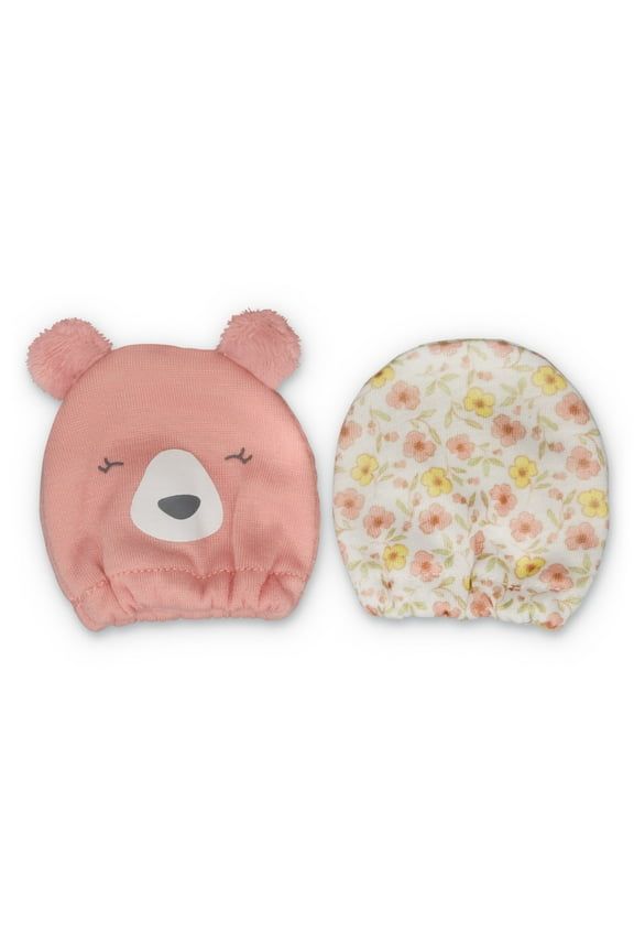 Newborn Girls Critter Mittens Set, 2-Pack