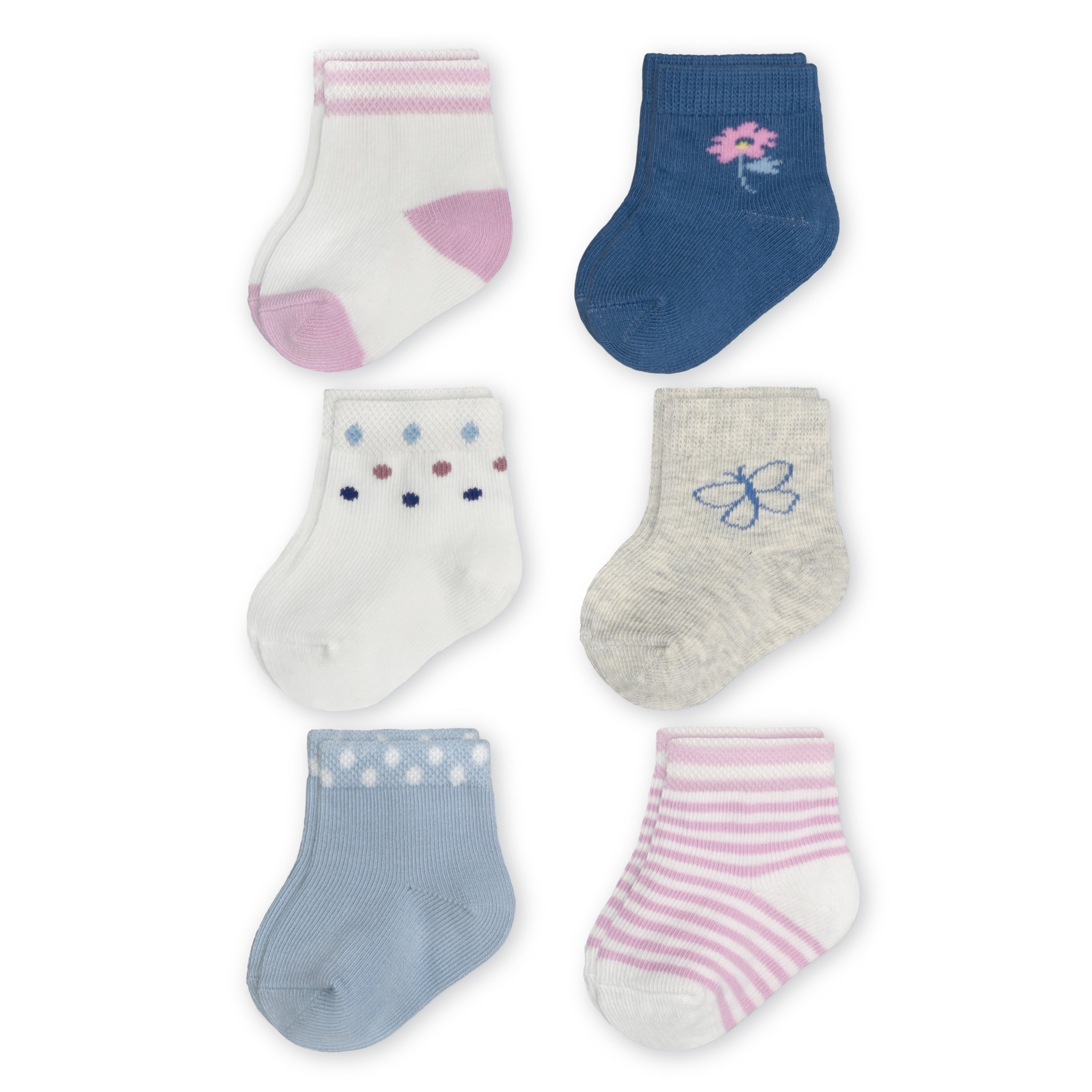 Carter's Child of Mine Baby Girl Floral Crew Socks, 6-Pack, Sizes Newborn