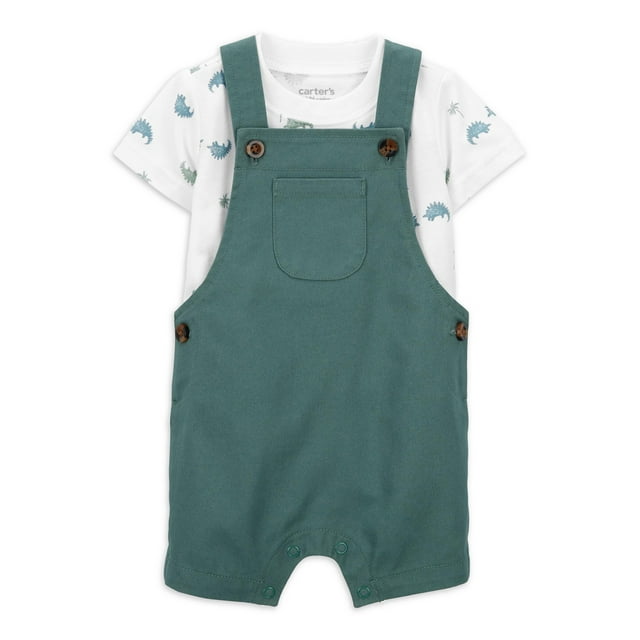 Carter's Child of Mine Shorts-Style Breathable Machine washable Overalls (Boy's 0-3 Months) 2-Piece Set