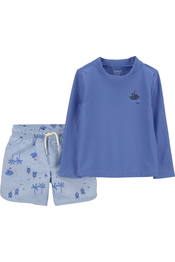 Toddler Boy Rash Guard Swimsuit Set, 2-Piece, Sizes 12M-5T