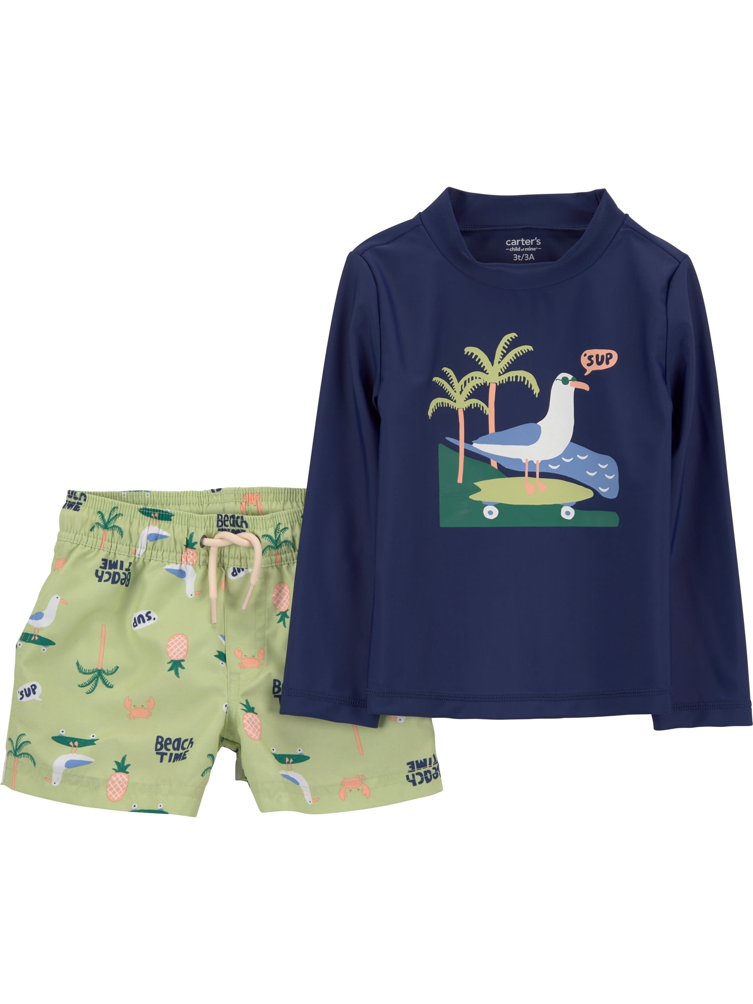 Carter's Child of Mine Toddler Boy Rash Guard Swimsuit Set, 2-Piece, Sizes 12M-5T