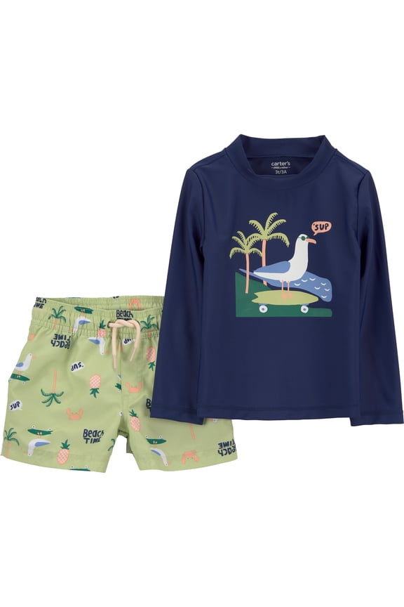 Toddler Boy Rash Guard Swimsuit Set, 2-Piece, Sizes 12M-5T