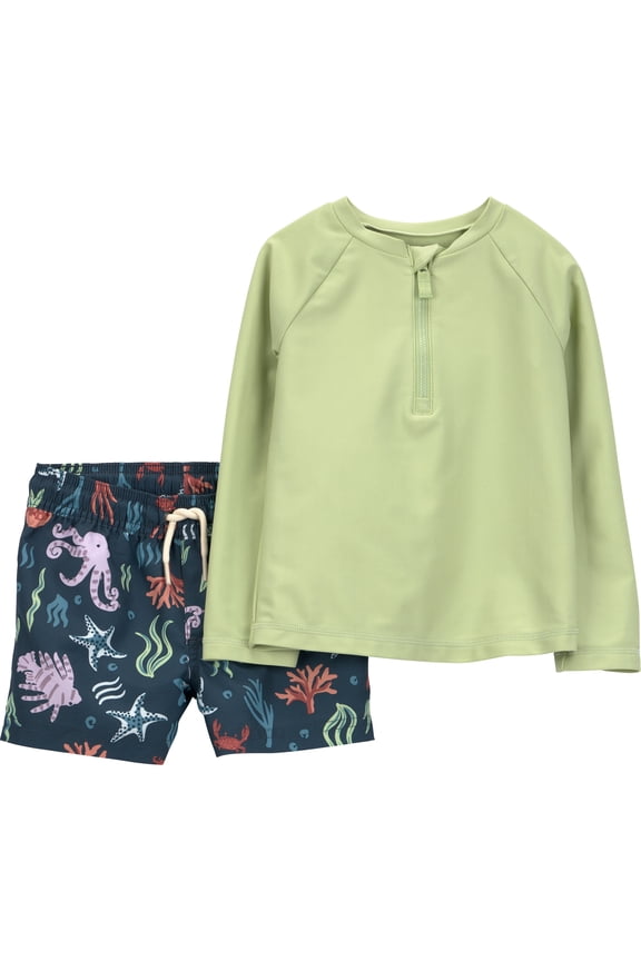 Toddler Boy Rash Guard Swimsuit Set, 2-Piece, Sizes 12M-5T