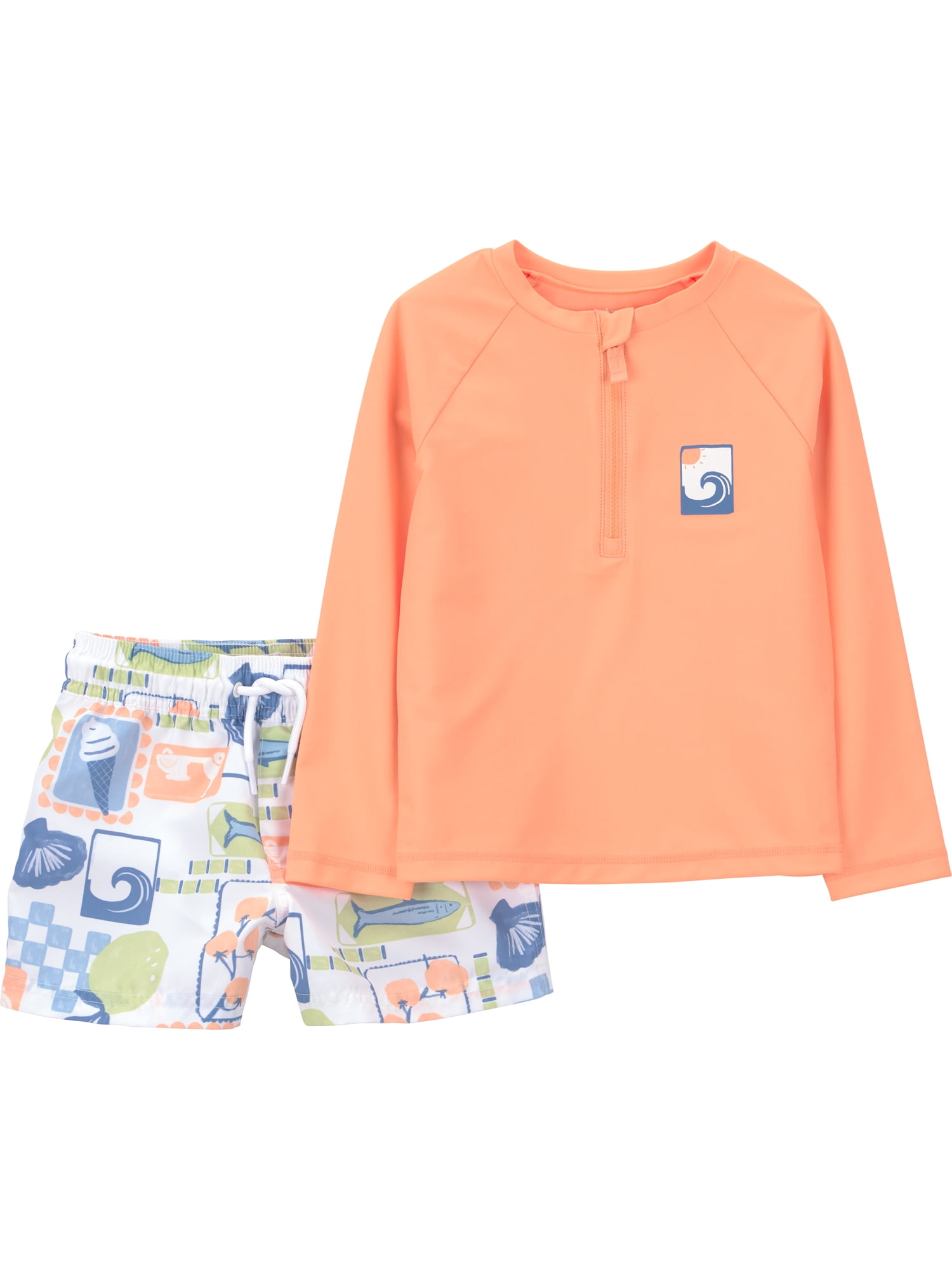 Carter's Child of Mine Toddler Boy Rash Guard Swimsuit Set, 2-Piece, Sizes 12M-5T