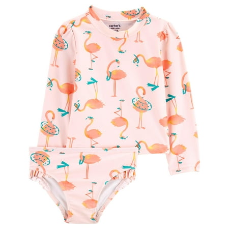 Carter’s Child of Mine Baby and Toddler Girl 2-Piece Rash Guard Set, Sizes 0/3M-5T
