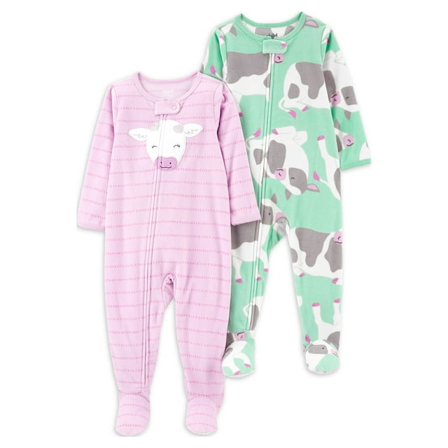 Carter's Child of Mine Toddler Girl Footed Pajamas, 2Pack, Sizes 12M