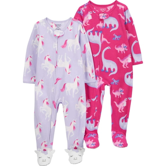 Carter's Child of Mine Toddler Girl Pajama Sleeper, 2-Pack, One-Piece, Sizes 12M-5T